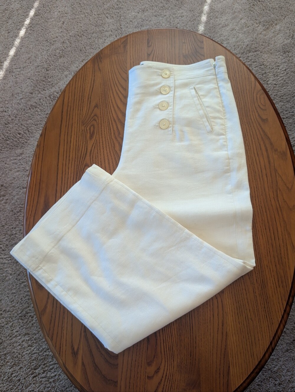 J. Crew High-Rise White Linen Blend Crop Pants - Size 10